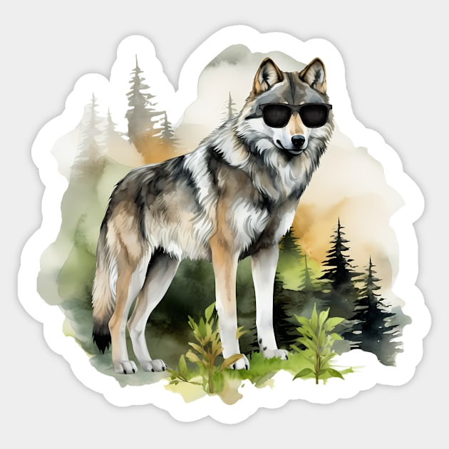 Watercolor Timber Wolf Sticker by The Jumping Cart